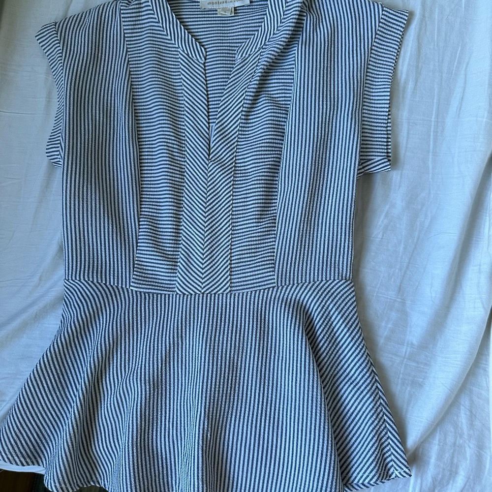 Striped Grey and White Women's Top